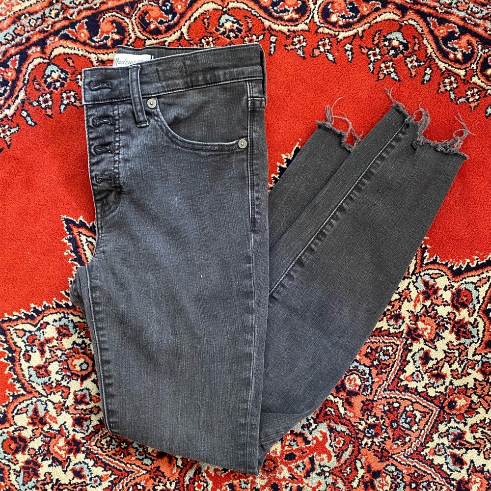 Madewell faded gray/black 9” high-rise skinny jean